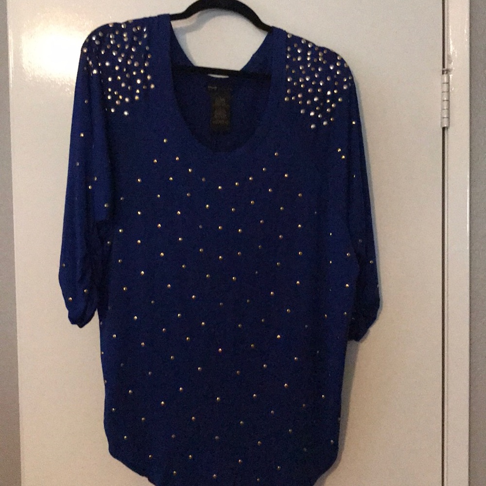 Grace Elements Cute blue and gold blouse